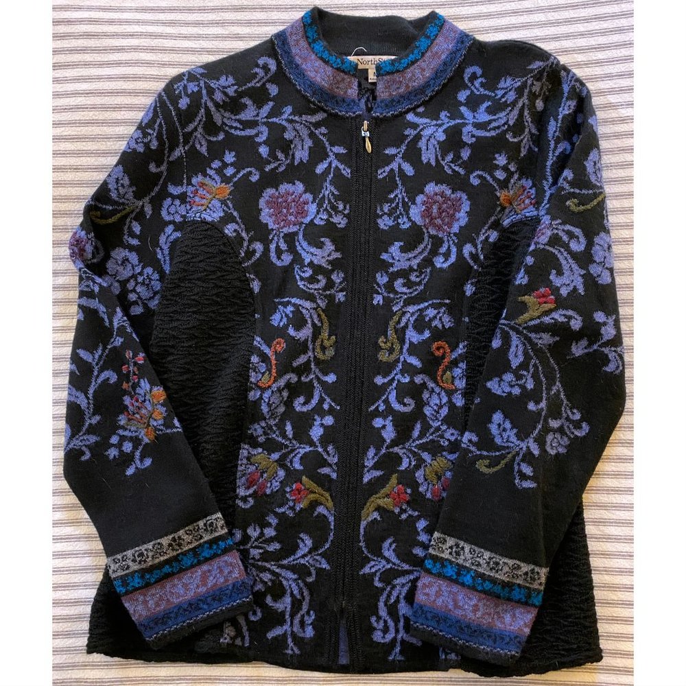 Peruvian Alpaca Zip Cardigan in Black, Size M, from Northstyle